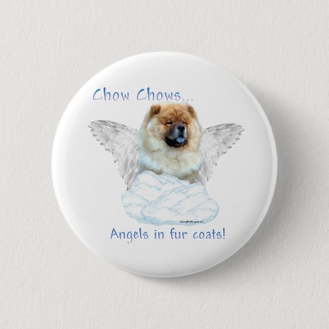 Badge Rond 5 Cm Chow Chow Angel - Bouton (Devant)