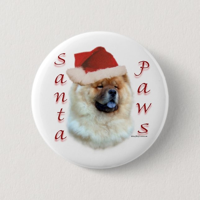Badge Rond 5 Cm Chow Chow Père Noël Paws (Devant)