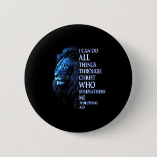 Badge Rond 5 Cm Chrétien Je peux faire toutes choses par le lion d