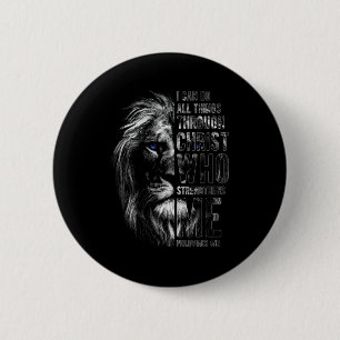 Badge Rond 5 Cm Chrétien Je peux faire toutes choses par le lion d