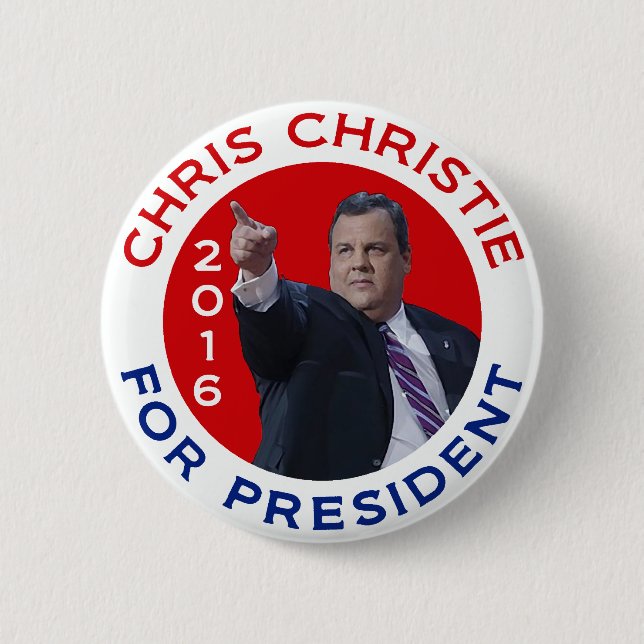Badge Rond 5 Cm Chris Christie pour le président 2016 (Devant)