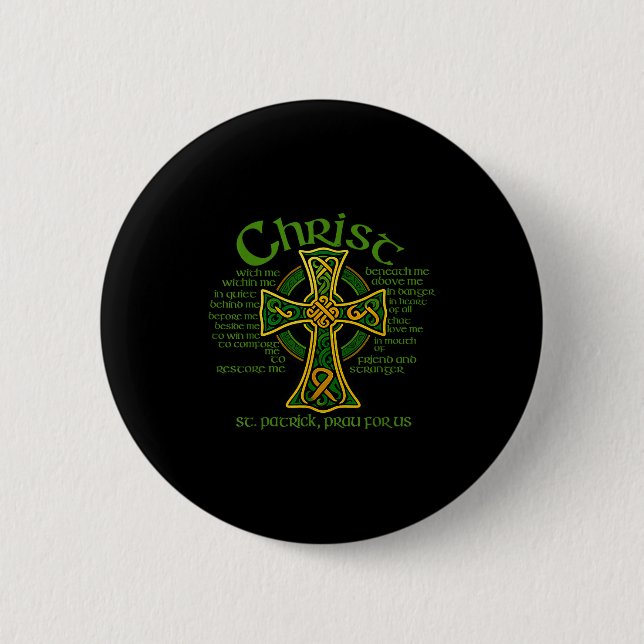 Badge Rond 5 Cm Christ Avec Moi Croix Celtique St. Patrick Breastp (Devant)