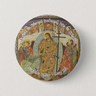 Badge Rond 5 Cm Christ chrétien orthodoxe ressuscité Anglais 2024