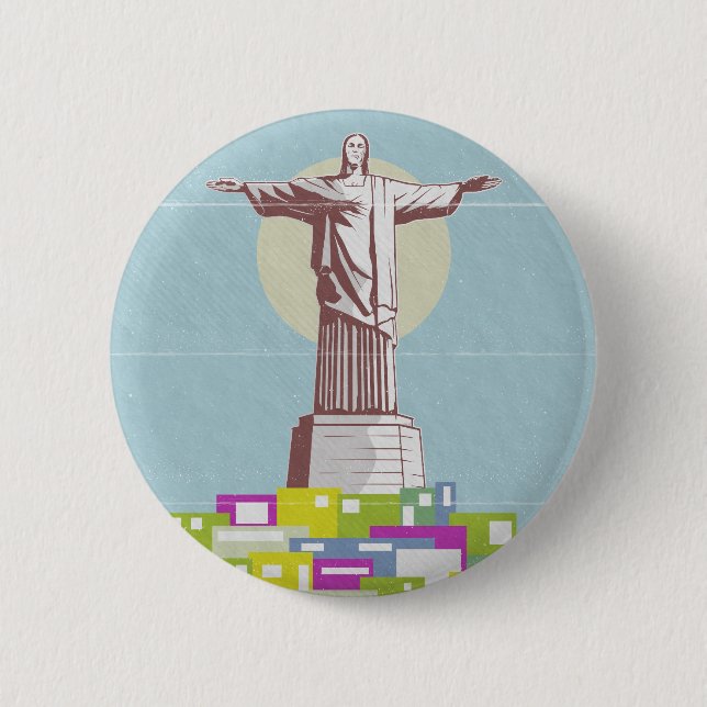 Badge Rond 5 Cm Christ le Rédempteur affiche de voyage Favela (Devant)