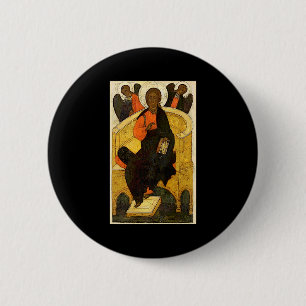 Badge Rond 5 Cm Christ Pantocrator Jésus Sauveur Enthronisé Chréti
