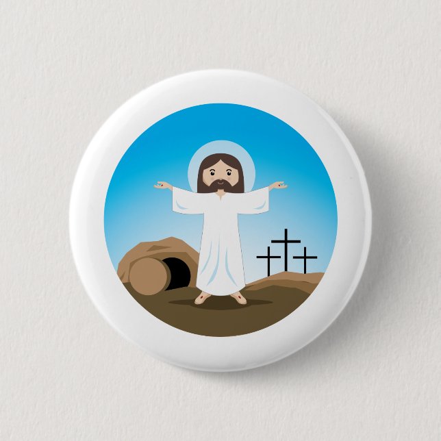 Badge Rond 5 Cm Christ ressuscité (Devant)