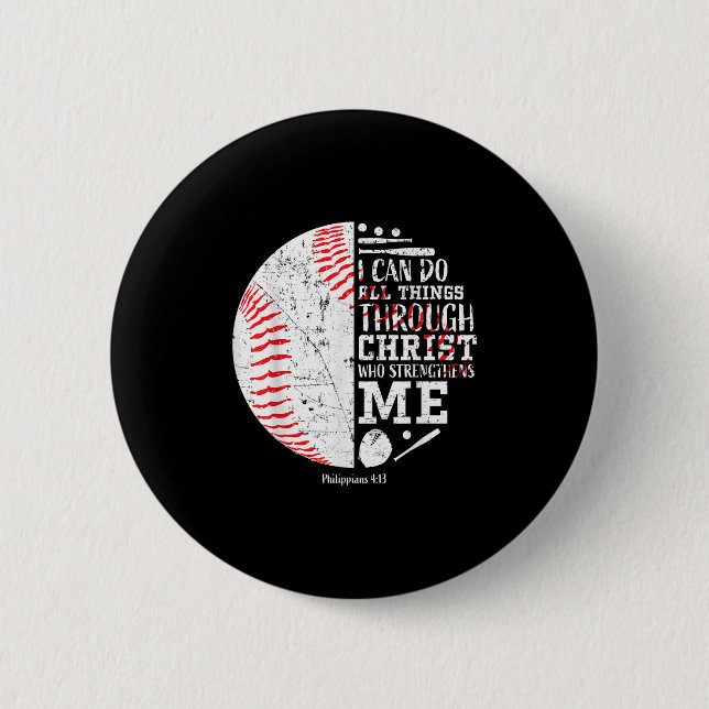 Badge Rond 5 Cm Christian Baseball Philipans 4_13 I Can Do All Thi (Devant)
