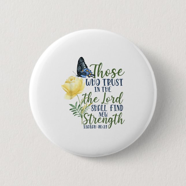 Badge Rond 5 Cm Christian Bible Verse Butterfly Rose Flower Isaiah (Devant)