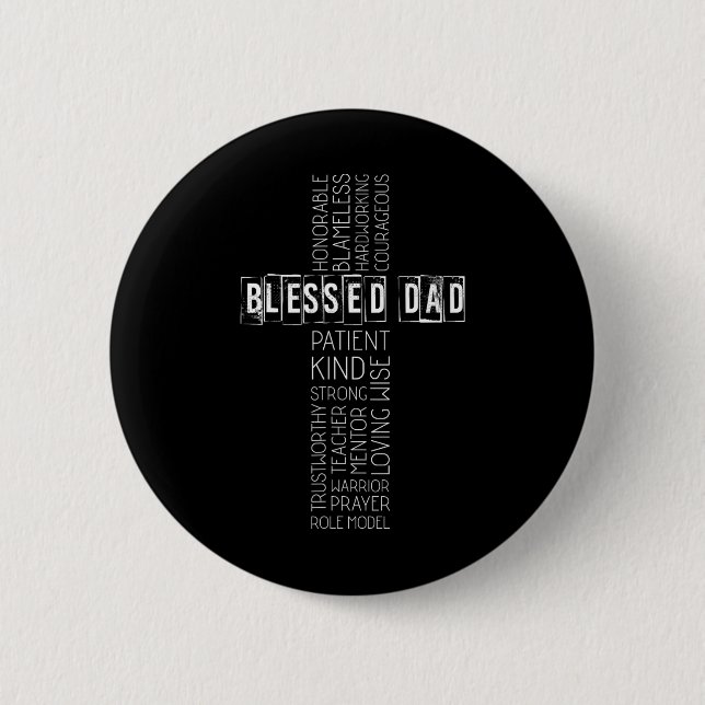 Badge Rond 5 Cm Christian Blessed Papa Fête des pères croisée (Devant)