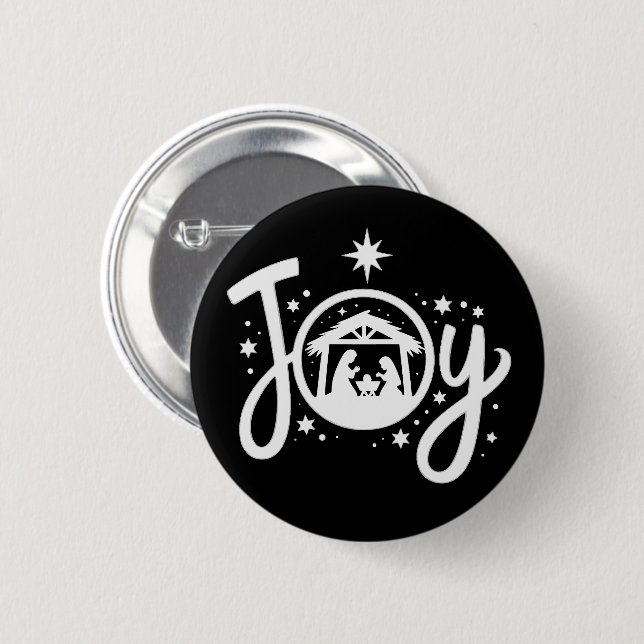 Badge Rond 5 Cm Christian Christmas Joy Jesus Nativity Scene Faith (Devant & derrière)