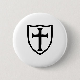 Badge Rond 5 Cm Christian Church Cross Knight Shield