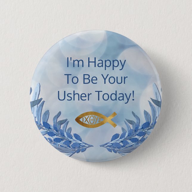Badge Rond 5 Cm Christian Church Usher Aquarelle moderne (Devant)