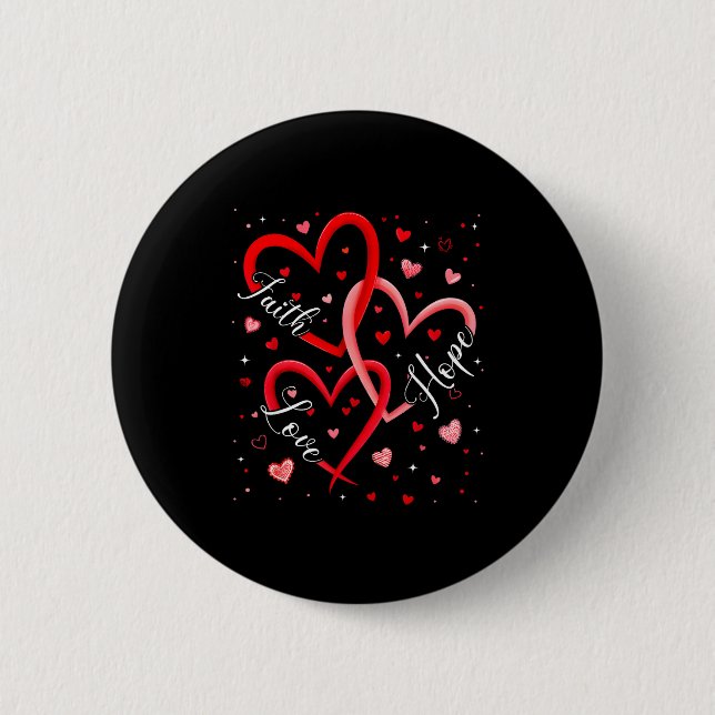 Badge Rond 5 Cm Christian Faith Hope Love Hearts Religious Valenti (Devant)