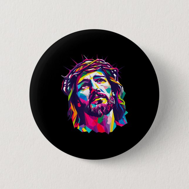 Badge Rond 5 Cm Christian God Christus Religious Believe Blessed F (Devant)