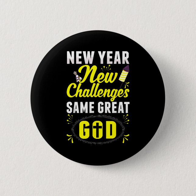 Badge Rond 5 Cm Christian Happy New Year New Challenges Same Great (Devant)