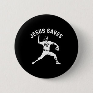 Badge Rond 5 Cm Christian Jésus Sauve Baseball Tcher - Ciel 01 S