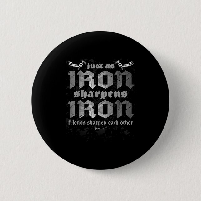 Badge Rond 5 Cm Christian Papa Iron Sharpens Iron Bible Proverbes  (Devant)