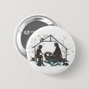 Badge Rond 5 Cm Christian Religieux Bébé Jésus Nativité de Noël