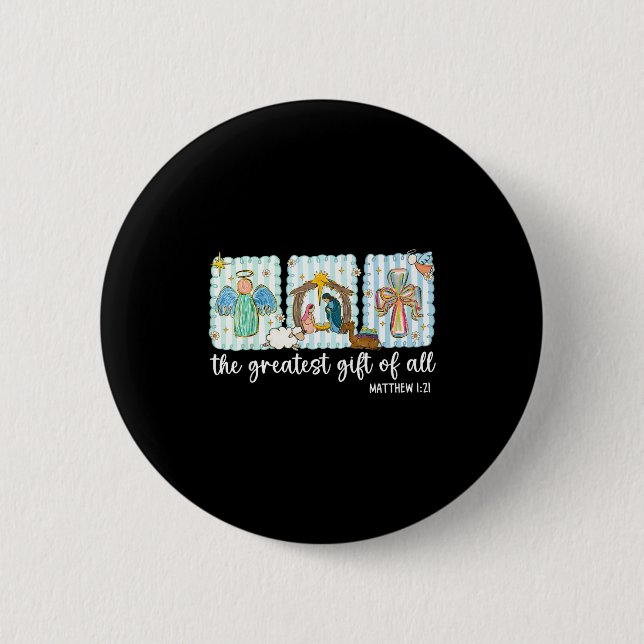 Badge Rond 5 Cm Christian The Greatest Gift For All Christmas Nati (Devant)