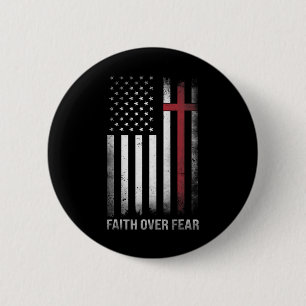 Badge Rond 5 Cm Christian Us Drapeau Américain Christ Foi Sur F
