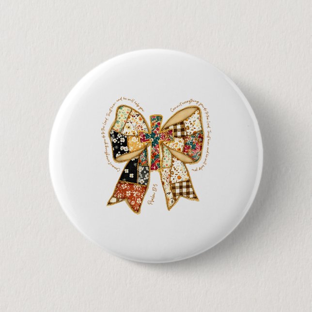 Badge Rond 5 Cm Christian Verse Bible Jesus Coquette Bow Patchwork (Devant)