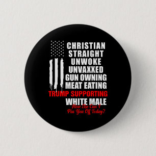 Badge Rond 5 Cm Christian White Stright Unwoke Amérique Vintage Fl