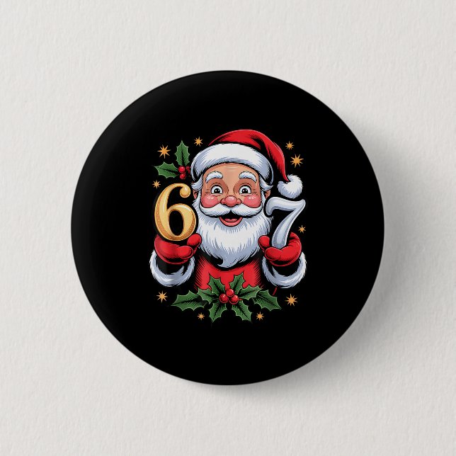 Badge Rond 5 Cm Christmas 67 Funny Xmas Six Seven Ugly Sweater 6 7 (Devant)