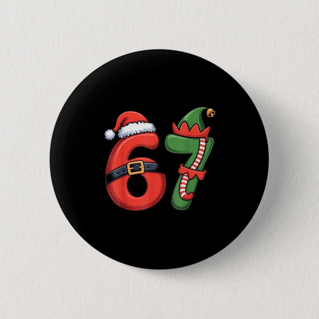 Badge Rond 5 Cm Christmas 67 Meme 67 Santa Elf - Six Seven  (Devant)