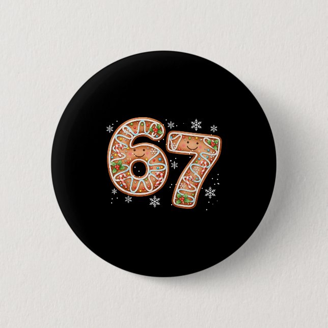 Badge Rond 5 Cm Christmas 6 7 Six Seven Funny 67 Meme Gingerbread  (Devant)