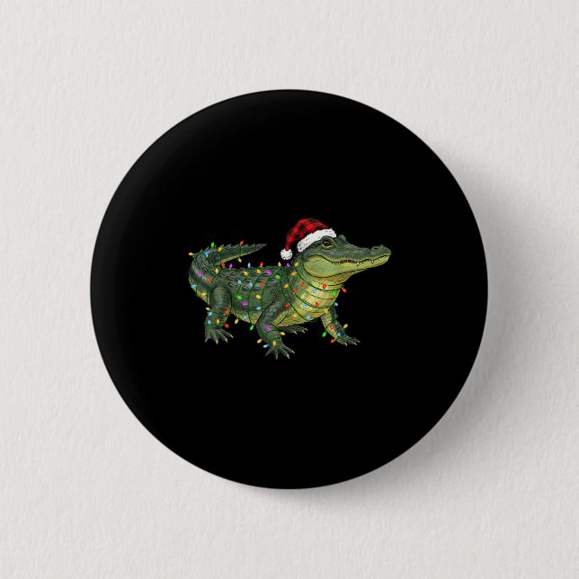 Badge Rond 5 Cm Christmas Alligator Holiday Reptile Funny Festive  (Devant)