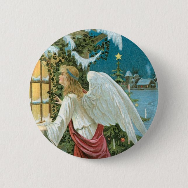 Badge Rond 5 Cm Christmas Angel at the Window (Devant)