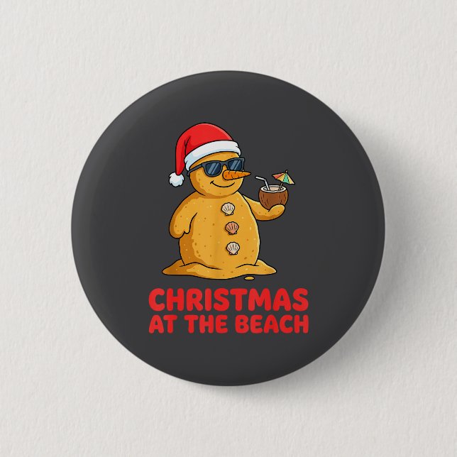 Badge Rond 5 Cm Christmas At The Beach Shirt Funny Sandman Trocal  (Devant)
