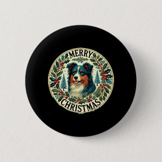 Badge Rond 5 Cm Christmas Australian Shephard