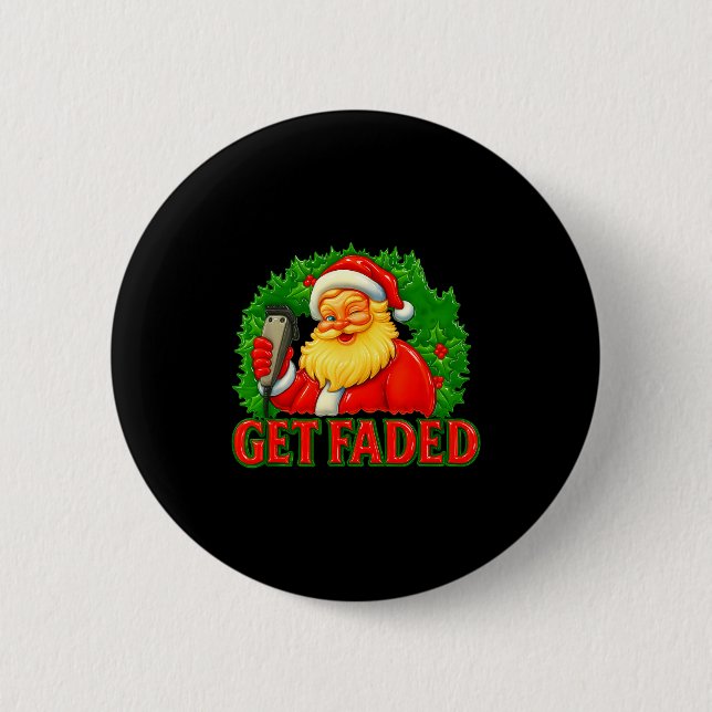 Badge Rond 5 Cm Christmas Barber Get Faded  (Devant)