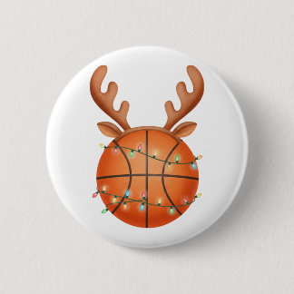 Badge Rond 5 Cm Christmas Basketball Reindeer Holiday Sports