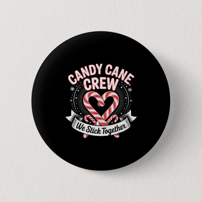 Badge Rond 5 Cm Christmas Candy Cane Heart Crew Family Matching Pa (Devant)