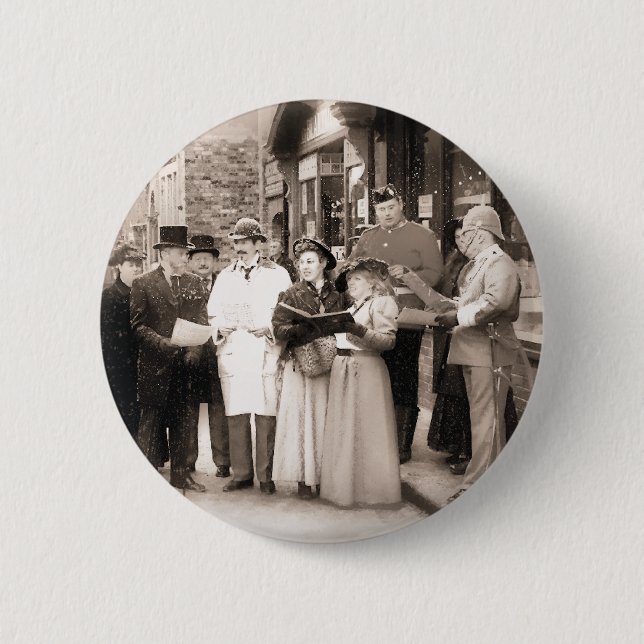 BADGE ROND 5 CM CHRISTMAS CAROL CHANTEURS VICTORIENS (Devant)