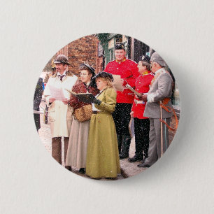 BADGE ROND 5 CM CHRISTMAS CAROL CHANTEURS VICTORIENS