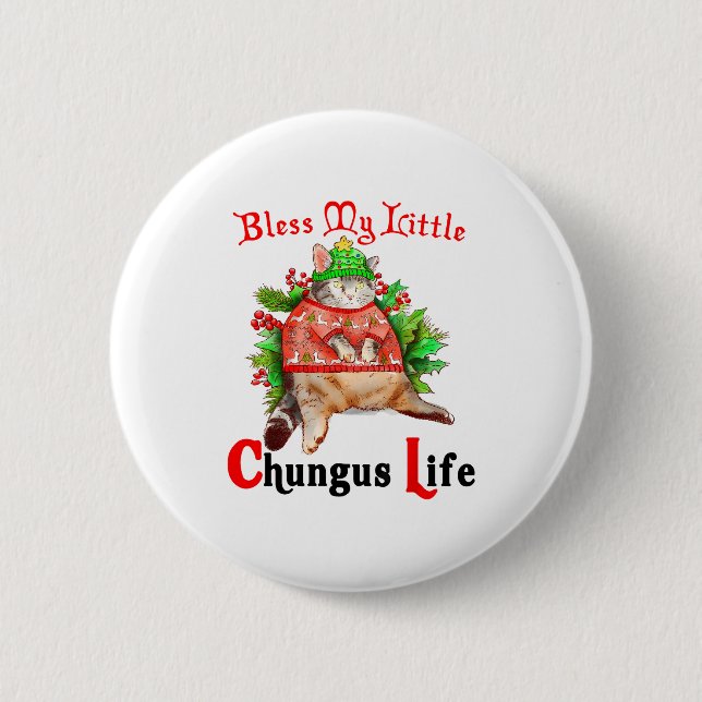 Badge Rond 5 Cm Christmas Cat Bless My Little Funny Cat Life Cat M (Devant)