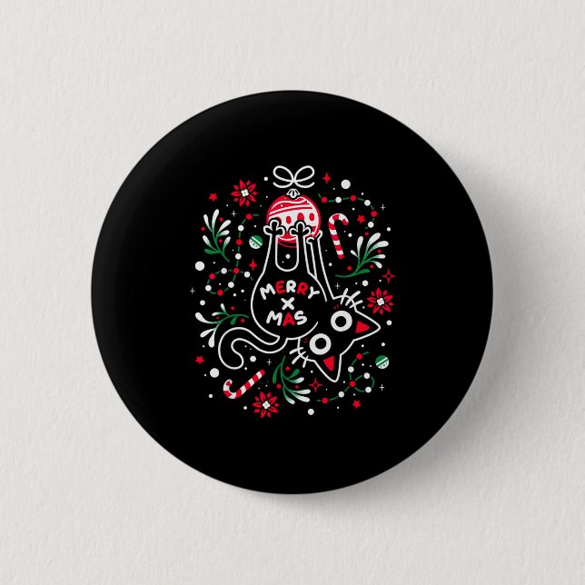 Badge Rond 5 Cm Christmas Cat Butt Merry Xmas  (Devant)