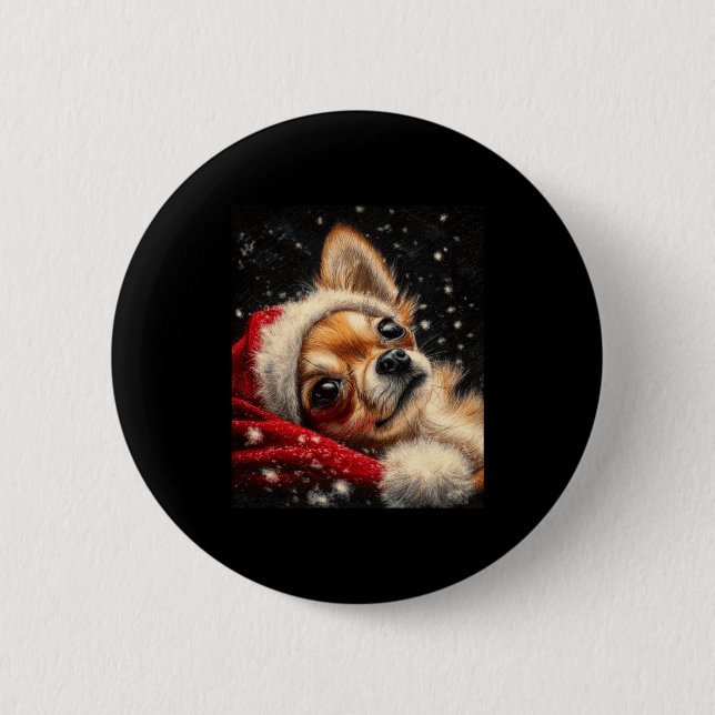 Badge Rond 5 Cm Christmas Chihuahua On A Long Sleeve  (Devant)