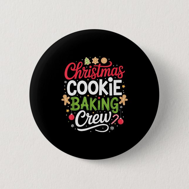 Badge Rond 5 Cm Christmas Cookie Baking Crew Mom Funny Proud Holid (Devant)