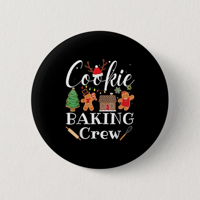 Badge Rond 5 Cm Christmas Cookie Baking Équipe de cuisine familial (Devant)