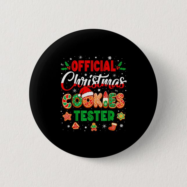 Badge Rond 5 Cm Christmas Cookie Tester Taster Baking Crew Toddler (Devant)