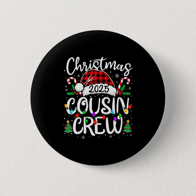 Badge Rond 5 Cm Christmas Cousin Crew 2025 Family Matching Xmas Pa (Devant)