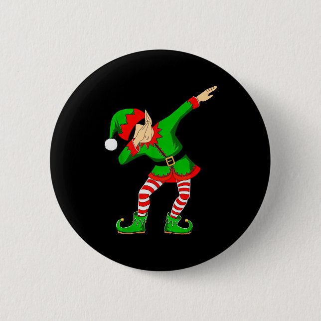 Badge Rond 5 Cm Christmas Dabbing Elf Santa Hat Boys Girls Kids Xm (Devant)