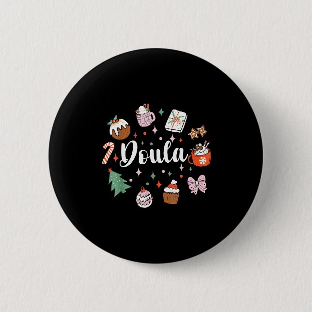Badge Rond 5 Cm Christmas Doula Midwife Birth Worker Stpartum Xmas (Devant)