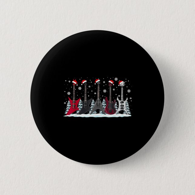 Badge Rond 5 Cm Christmas Electric Guitars Metalhead Guitarist Xma (Devant)