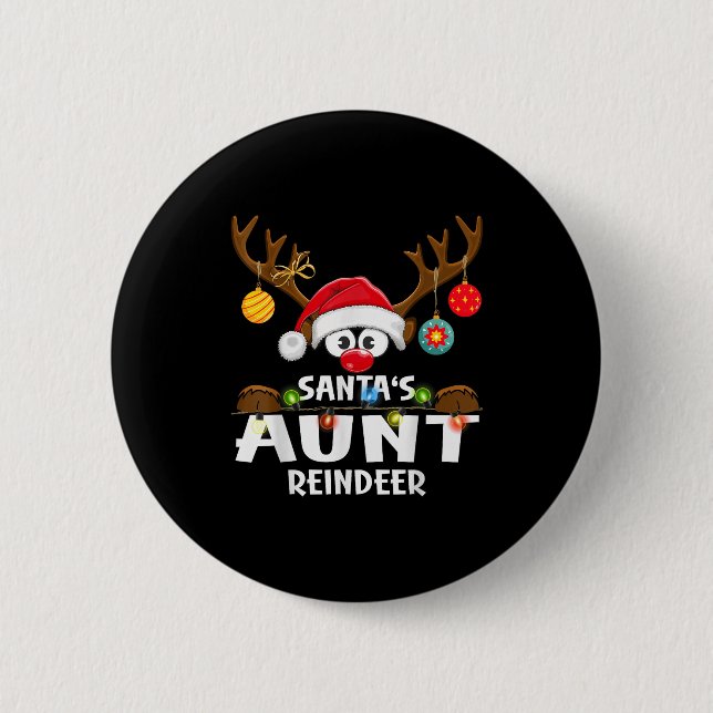 Badge Rond 5 Cm Christmas Family Santa's Aunt Reindeer Pajama  (Devant)