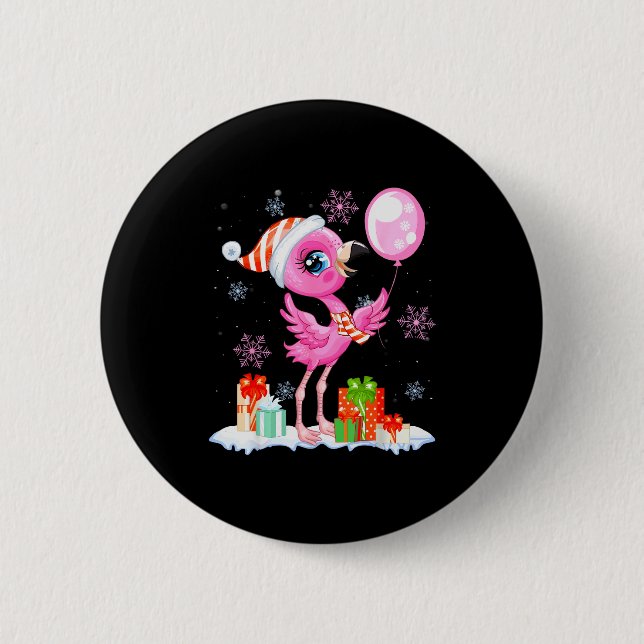 Badge Rond 5 Cm Christmas Flamingo Pajama Matching Santa Hat Xmas  (Devant)